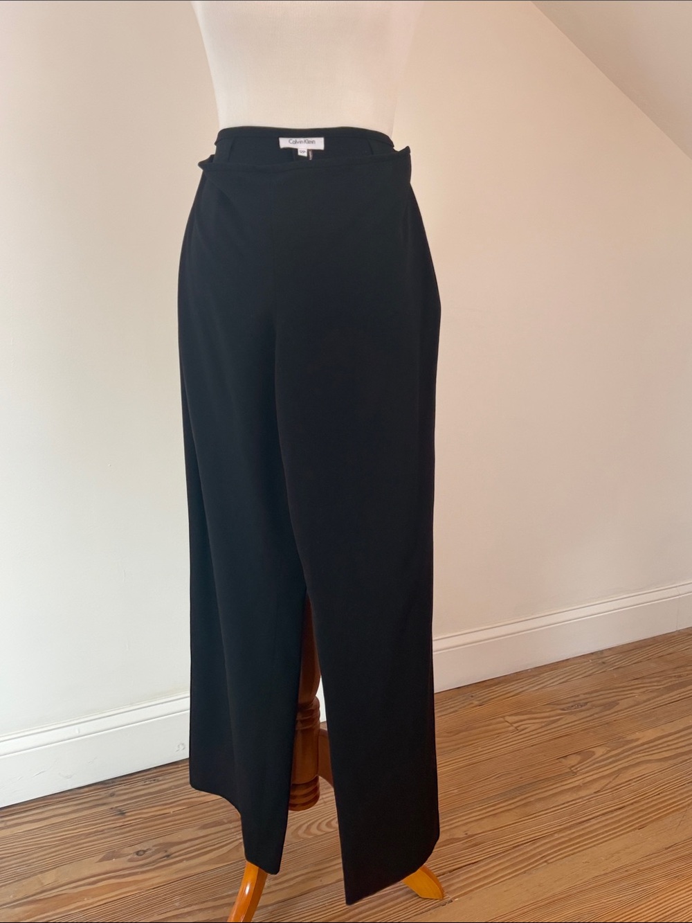 Calvin Klein Black Wide-Leg Split Hem Pants